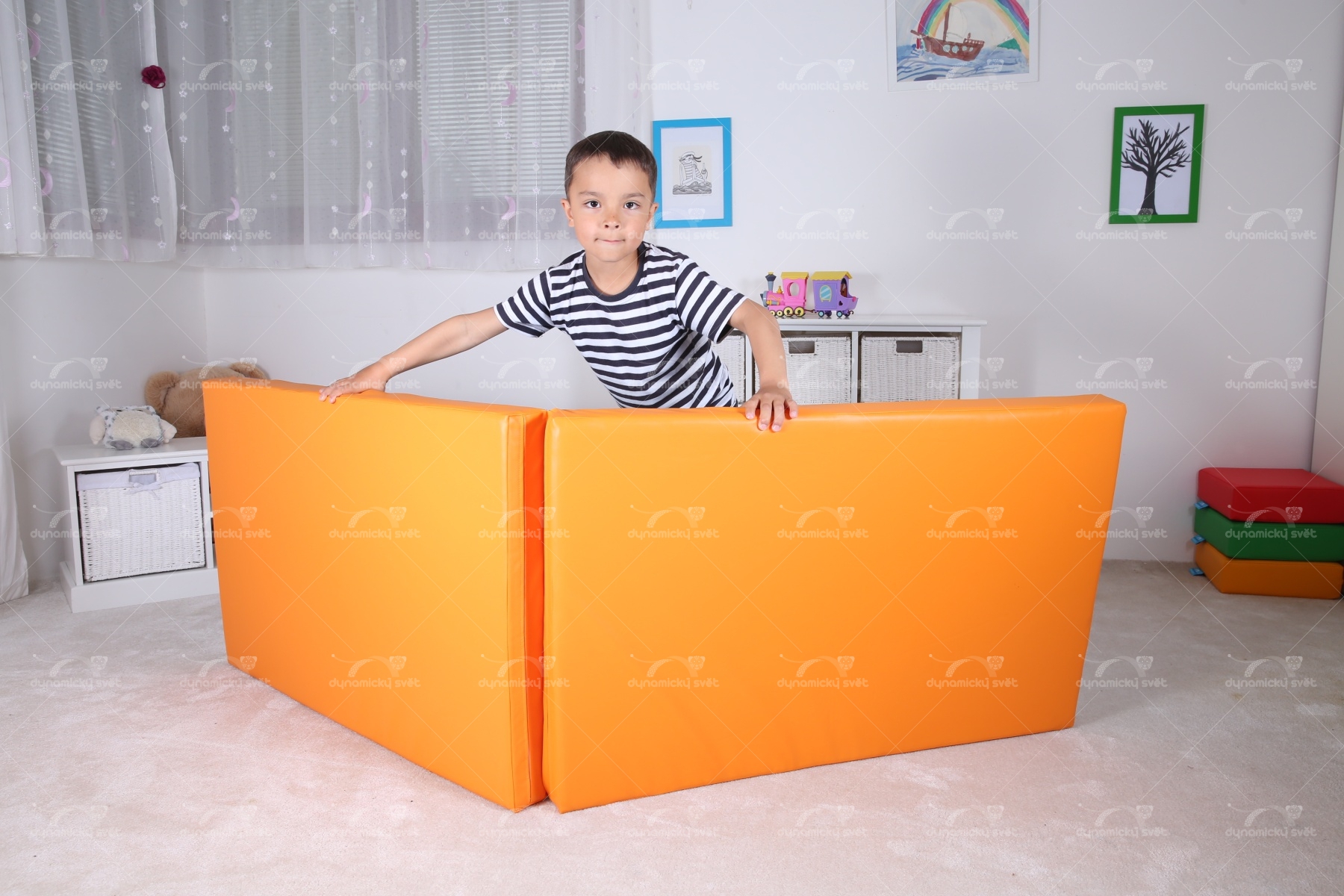 Žíněnka skládací napůl oranžová malá 180x60x7 cm